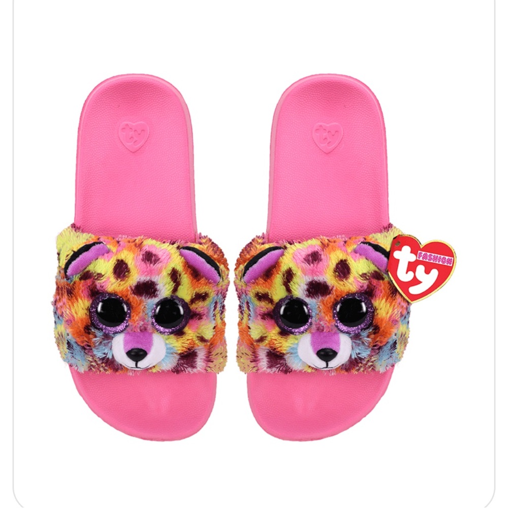 TY Giselle Plush LEOPARD SLIDES